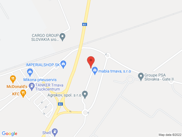 Google map: Logistická 7, Trnava
